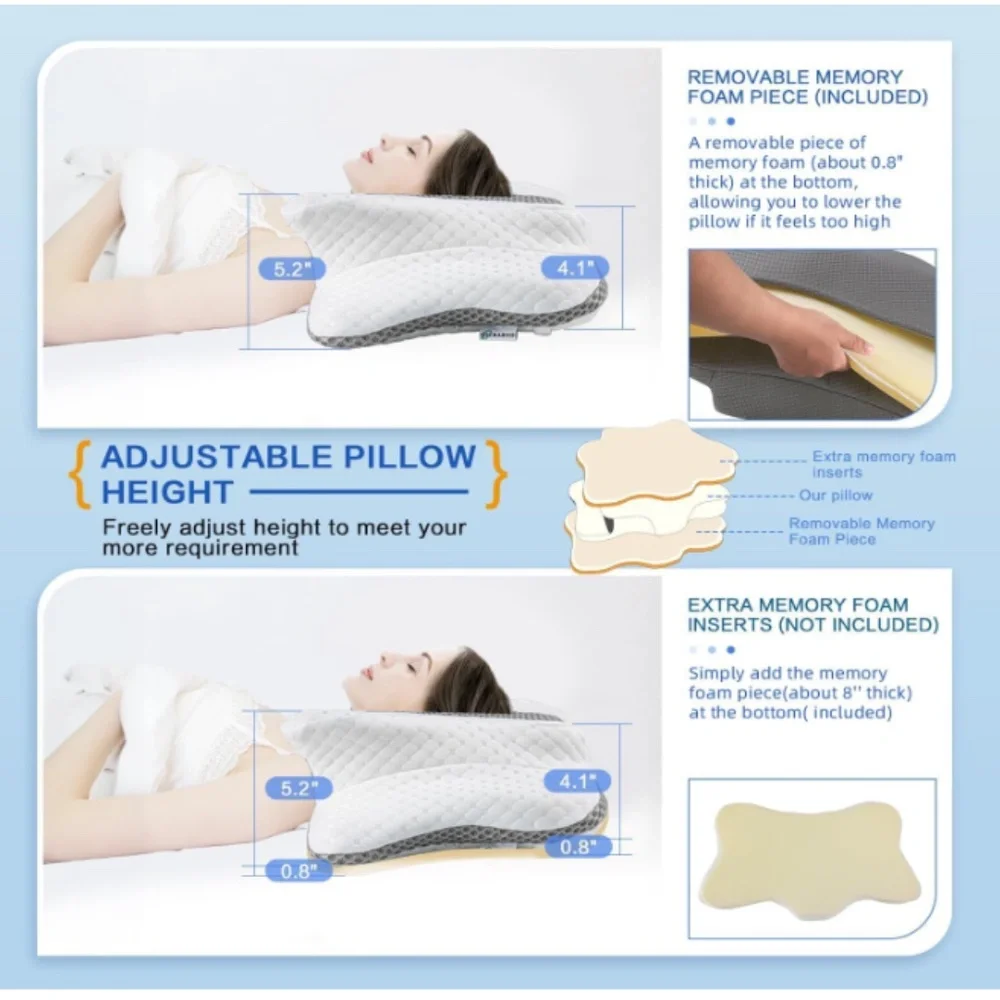 G328 Pain Relief Premium Memory Foam Cervical Pillow for Neck Support Queen Size - Picture 3 of 6